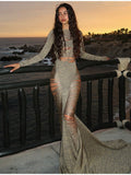 Fashion Simple Design Sliced Knitted Fishtail Dress 2025 New Dress