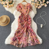 High Cold Sister Goddess Fan Dress Heart Machine Draw Folding Belt Irregular Chopped Fishtail Skirt Dress