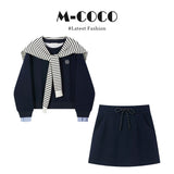 Early Autumn Wears Korean College Style Blue Embroidered Long-Sleeved Jacket Dress Dress Suit
