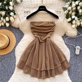 Design Sense Of The Color Short Sleeve Knitted Cardigan Top + High Waist Long Skirt Summer Wearing Two Sets