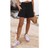 2025 Women's Hot Selling Solid Color High-Waisted Elastic Shorts Tight Waist Wide Leg Slacks