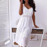 2025 New Sexy Lace Splicing Sling Beach Dress