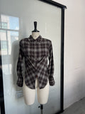 Temperament Commuting Retro Plaid Long Sleeves To Collect Waist Thin Shirt 2025 Autumn Explosion
