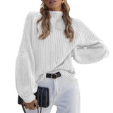 Autumn/Winter 2025 New Loose Half-High Collar Knitwear Women's Solid Color Turtleneck Sweater