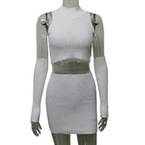 Sexy Fashion Women's Fall New 2025 Lavelless Vest Knitted Ort-Weaving Dress Set