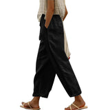 2025 Spring And Summer Wish New Casual Lace Hollow Splicing Nine-Point Trousers