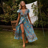 New Summer Leisure Hot Holiday Printing Dress Sexy Long Dress Women's Dress