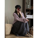 Gentle Wind Purple Knitted Sweater Autumn And Winter 2025 New Design Sense Of Small Korean Temperament Skirt