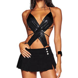 Autumn 2025 New Women's Fashion Sexy Hottie Irregular Design Strapped Hollow Conjoined