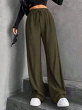 New Hanging Mop High-Waisted Trousers Loose Temperament Straight Women's Niche Design Solid Color Trousers
