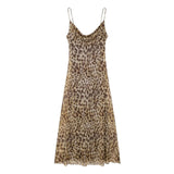 Women's Clothing 2025 Spring New Street Fashion Mesh Animal Print Sling Dress
