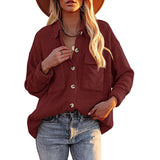 Women's 2025 New Autumn And Winter Shirt Solid Color Loose Wick Pocket Long-Sleeved Sleeve Shirt Jacket