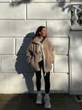 2025 Women's Autumn And Winter Fashion Colliding Splicing Lead Resin Zipper To Keep Warm Imitation Lamb Jacket