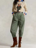 Autumn/Winter 2025 New Women's Dresses Cartoon Embroidered Bear Round-Neck Knitted Sweater