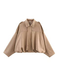 Women's 2025 Spring New Fashion Pilot Bat Sleeve Zipper Jacket T-Shirt