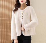 2025 Autumn And Winter Fashion Leisure European Imitation Marince Round Collar Small Fragrant Fur Coat Velvet Short Temperament Burst Young