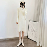 Autumn And Winter With Coat Sweater Dress Women Loose Fashion With Medium And Long Bottoming Over The Knee Knit Dress