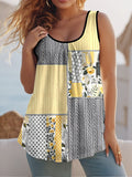 Summer Round Collar Vest New Art Splicing Pattern 3D Digital Printing Sleeveless Women's Folding Vest