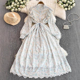 French-Covered Court-Style Long Dress With Heavy Embroidered Lace Dress Elegant