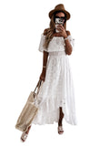 Bohemian Lace Dress White Beach Dress New Chest-In-A-Side Sexy Dress Woman