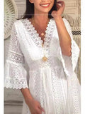 New Lace Dress In Spring 2025 V-Neck Lace Sleeve Dress