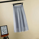 Net Yarn Skirt Women's Summer Long A Skirt High Waist 100 Folding Skirt 2025 Thin Soft Hanging Yarn Skirt