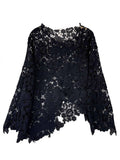 Irregular Cut-Cut Pattern Round-Neck Long-Sleeved Lace Women's Shirt 2025 Summer High-End Elegant Outerwear