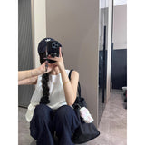 Summer Temperament Lazy Sleeveless Tidly Sleeveless Dress Women's Summer Loose Broad Legs Trousers Casual Set