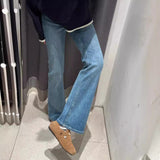 Micro-Thorn Jeans Women's Spring And Summer 2025 New High-Rise Thin Small Pear-Shaped Body Elastic Broad Leggings
