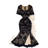Dinner Dress Female High-End Banquet Party Dress To Collect The Waist Thin Velvet Print Folded Open Pouse Long Dress