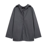 Women's Clothing 2025 Spring New Temperament Fashion Back Folding Loose Long-Sleeved Casual Shirt