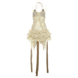 Fashion 2025 Autumn And Winter New Women's Sexy Hottie Sling Design Folds To Repair Sleeveless Dress