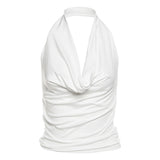 Women's Clothing 2025 Summer New Sexy Deep V Hanging Neck Bare Back Set Up A Short-Term Bare-Navel Small Waist-Tuck Woman