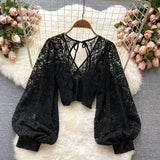 Leather-Back With Thin Short Perspective Creek Lace Jersey Autumn Dress New Korean Version Of The T-Shirt T-Shirt On The Women