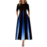2025Wish New Summer Loose Casual Print Collar Plus-Size Dress Women's Dress