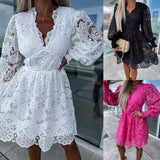 2025 New Sexy Hollow Water-Soluble Lace Lace Temperament Commuter Dress