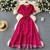 Design-Sense Piece Of V-Neck Tie With Short Sleeves Of Broken Flower Dress Women's Summer Thin Temperament French Dress