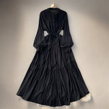 Elegant Dress Female Design Sense Single Buckle Loose Belt Strap Thin Temperament Over The Knee Dress 0515