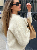 Autumn/Winter 2025 Women's Comfortable Casual Solid-Colored Knitted Shirt Jacket