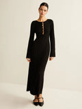 New Women's Fashion Fashion Style Commuting Style V-Neck Knitted Dress For Autumn/Winter 2025
