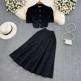 Purchasing Products For Women's Fashion Sets Stand-Neck Single Buckle Short Top Two Sets Of High-Rise Skirt Summer