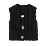 2025 Autumn Street Shirt Fashion Cute Crochet Wool Vest Knitted Thick Knitted Vest Women's Clothing