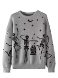 New Women's TUME Exploding Halloween Jaccupy Black Skull Knitted Knitted Sweater