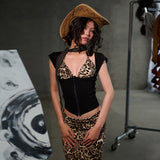 Fashion 2025 Summer New Women's Personalized Hottie Leopard Print Dress Short Two Sets Of Top Women