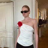 Spring/Summer 2025 New Women's Spice Girls Fashion Flowers Wearing Sexy Folds To The Back Of The Sleeveless Vest