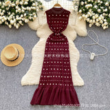 Clent Lady Senior Sense Sleeveless Dress Women Summer Collar Collar Drill Body Design Light Luxury Fishtail Long Dress
