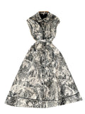 2025 New Women's High-End Elegant Dress Women's Collar Sleeveless Single Buckle Ink Painting