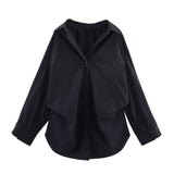 Spring 2025 New Women's Fashion Simple Bat Sleeve Silk Shirt