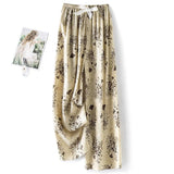 2025 High-End Cotton Pyjamas Ladies Summer Thin Artificial Silk Home Leisure Long Trousers Straight Can Be Worn Outside