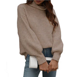 New Solid-Color Knitted Shirt Women's High-Collar Women's New High-Collar Sweater In Autumn And Winter 2025